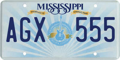 MS license plate AGX555