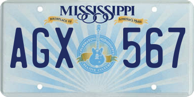 MS license plate AGX567