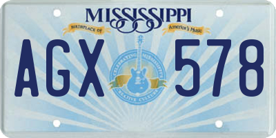 MS license plate AGX578