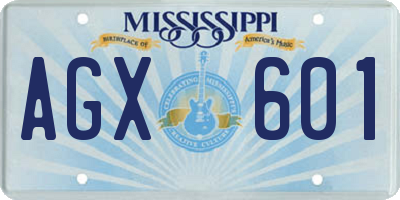 MS license plate AGX601