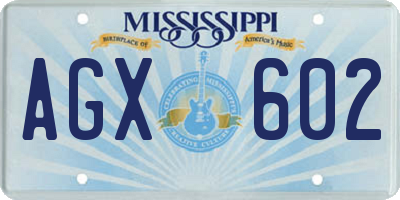MS license plate AGX602