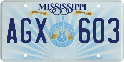 MS license plate AGX603