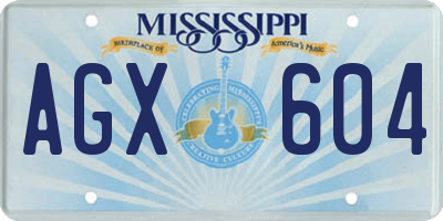 MS license plate AGX604