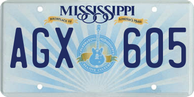 MS license plate AGX605