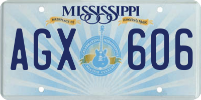 MS license plate AGX606
