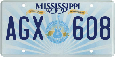 MS license plate AGX608