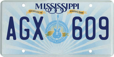 MS license plate AGX609