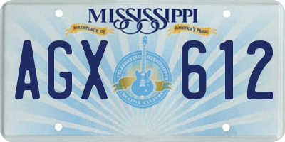 MS license plate AGX612