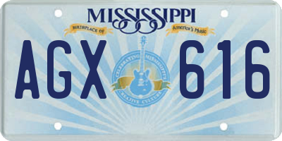 MS license plate AGX616