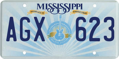 MS license plate AGX623
