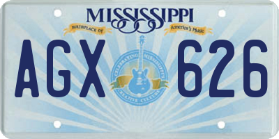 MS license plate AGX626