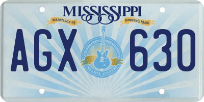 MS license plate AGX630