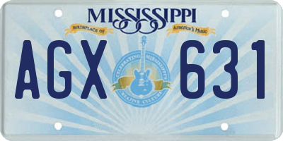 MS license plate AGX631