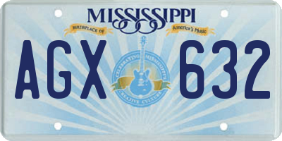 MS license plate AGX632