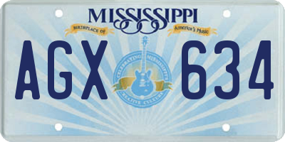 MS license plate AGX634