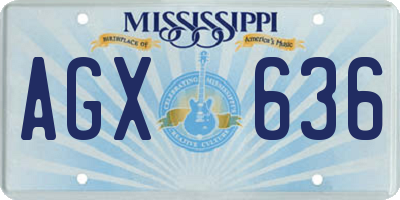 MS license plate AGX636