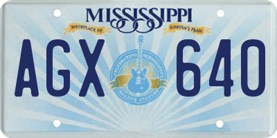 MS license plate AGX640
