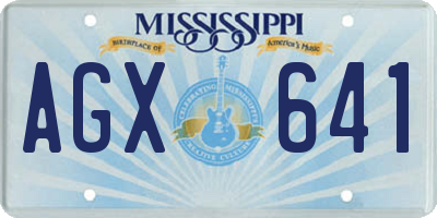 MS license plate AGX641
