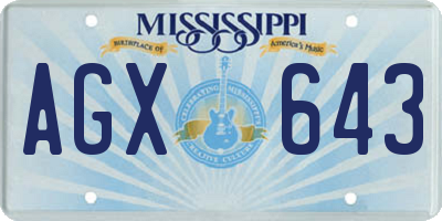 MS license plate AGX643