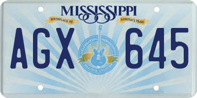 MS license plate AGX645