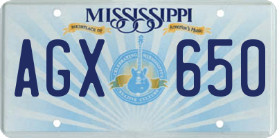 MS license plate AGX650