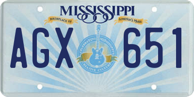 MS license plate AGX651