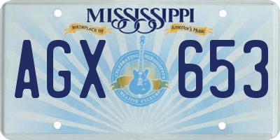 MS license plate AGX653