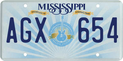MS license plate AGX654