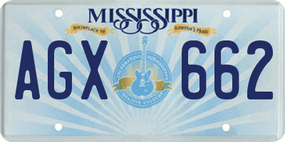 MS license plate AGX662