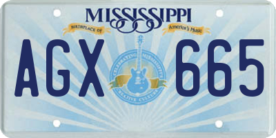 MS license plate AGX665