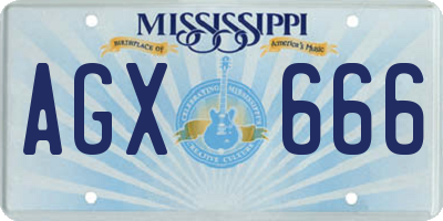 MS license plate AGX666