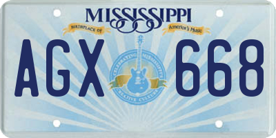 MS license plate AGX668