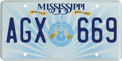 MS license plate AGX669