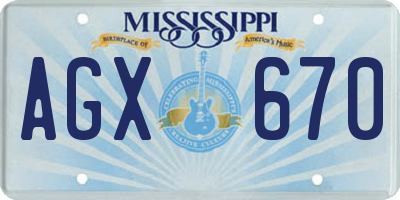 MS license plate AGX670