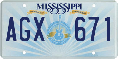 MS license plate AGX671