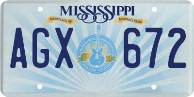 MS license plate AGX672