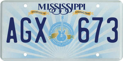 MS license plate AGX673
