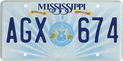 MS license plate AGX674