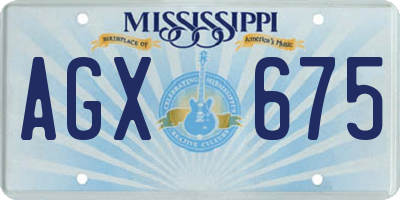 MS license plate AGX675