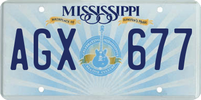 MS license plate AGX677