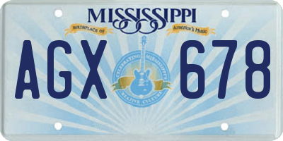 MS license plate AGX678