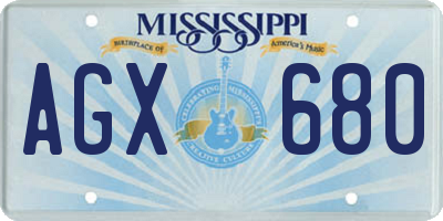 MS license plate AGX680