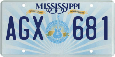 MS license plate AGX681