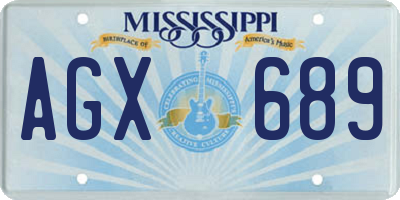 MS license plate AGX689