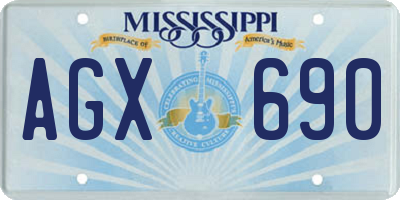 MS license plate AGX690