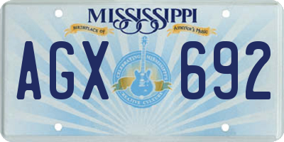 MS license plate AGX692