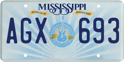 MS license plate AGX693