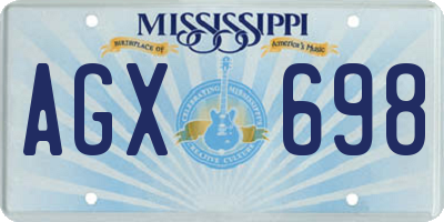 MS license plate AGX698