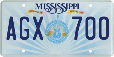 MS license plate AGX700