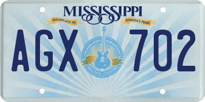 MS license plate AGX702